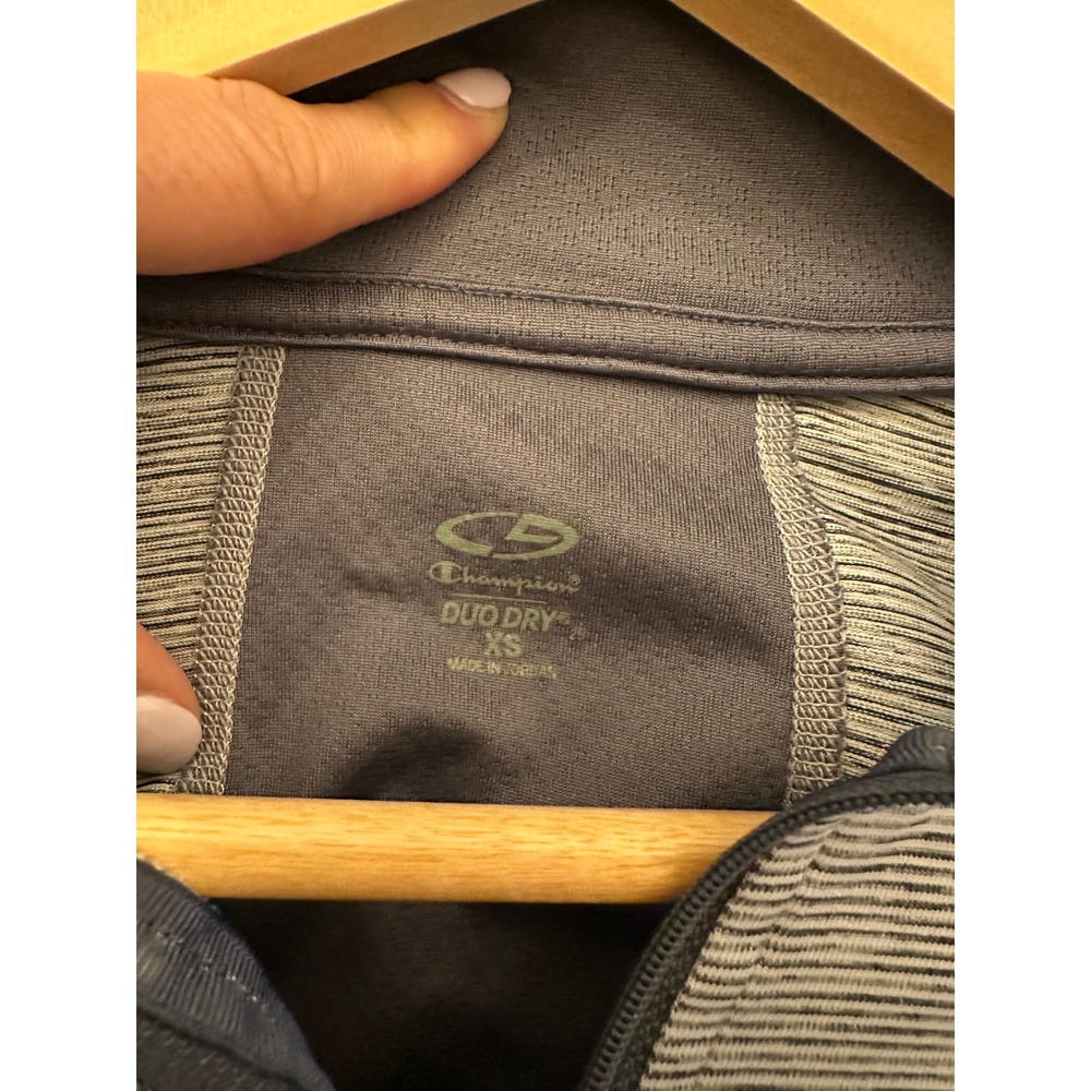 Champion C9 Duo Dry Womens XS Full Zip Striped Athletic Jacket Grey Thumbholes - Picture 9 of 14